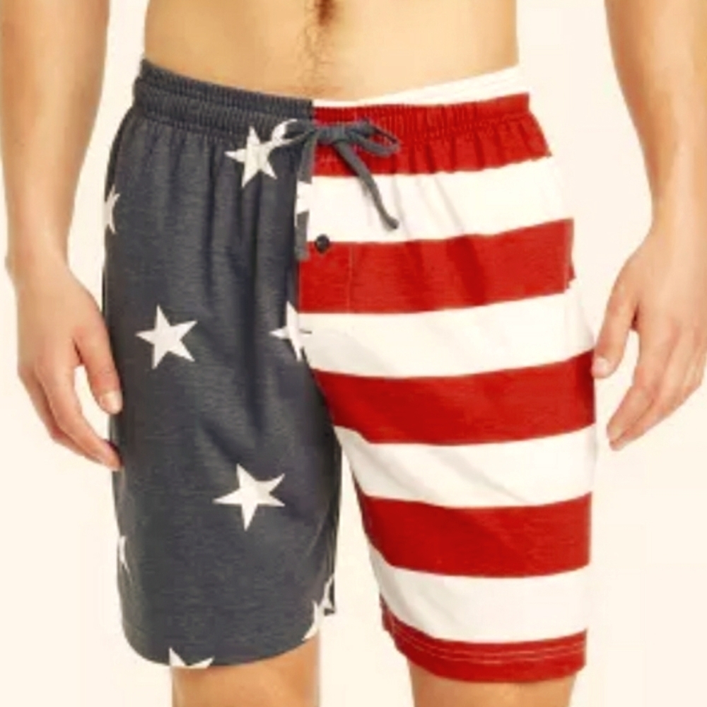 Americana Flag Pajama Shorts - Navy Blue w/Stars and Red & White Stripes Size M